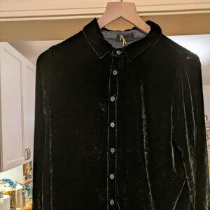 CP Shades Women S Black Velvet Button Up (13 buttons), Collared, "Romy" 1012-140